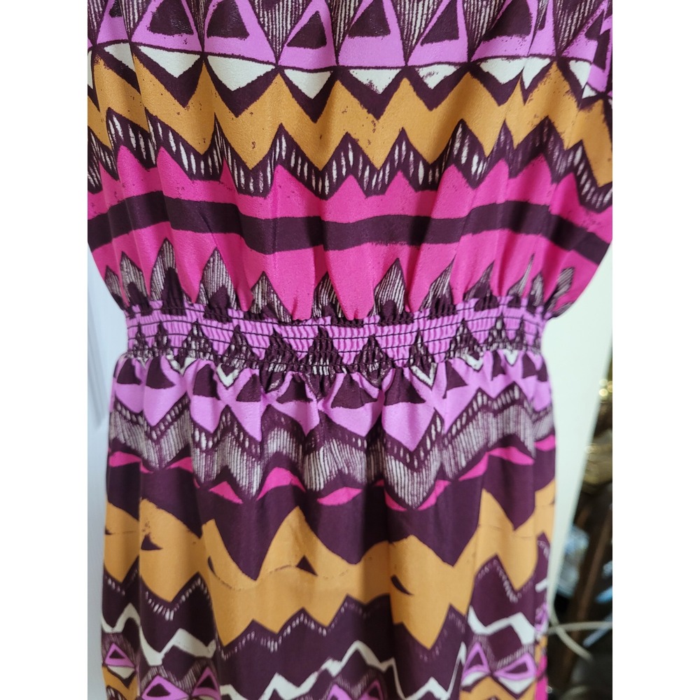 Ann Taylor LOFT Aztec Chevron Maxi Dress Boho Plum Pink Small Tall ST Sleeveless - Picture 3 of 9